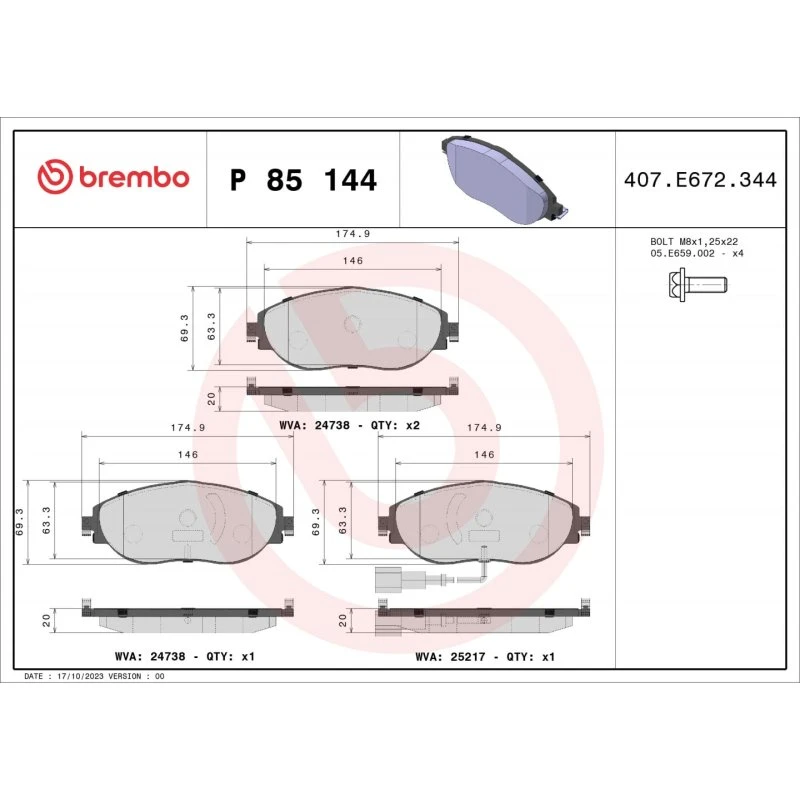 Brembo Bremseklodser P 85 144, Prime Line, foraksel