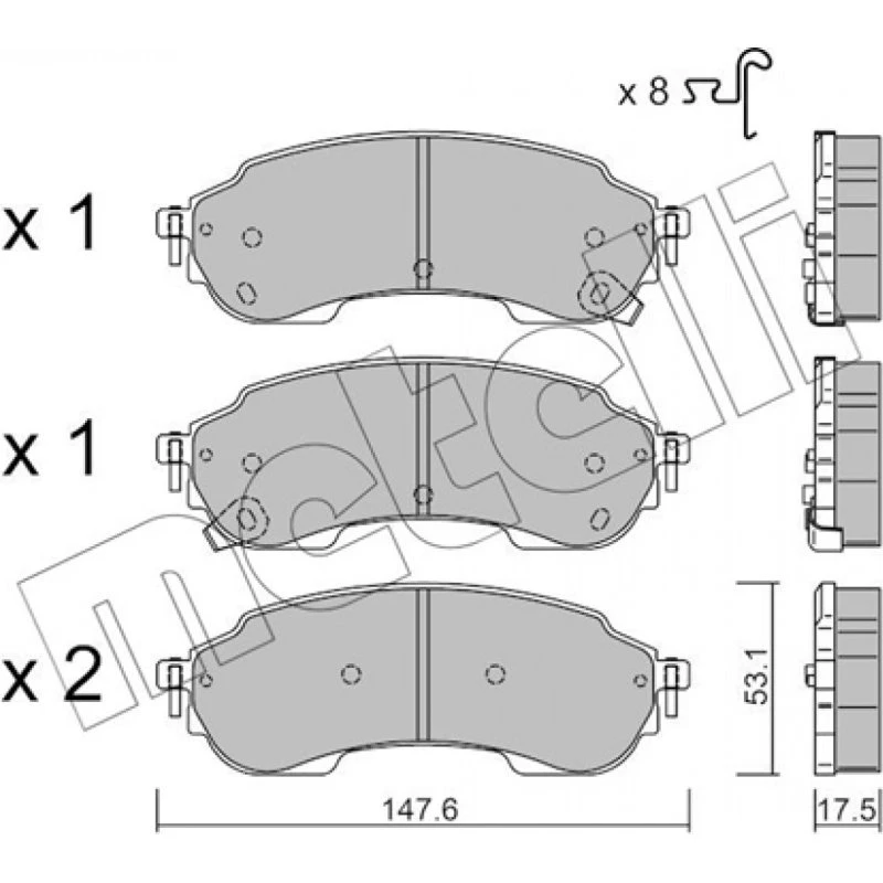METELLI Bremseklodser 22-1375-0 for VW Amarok, med akustisk slidadvarsel