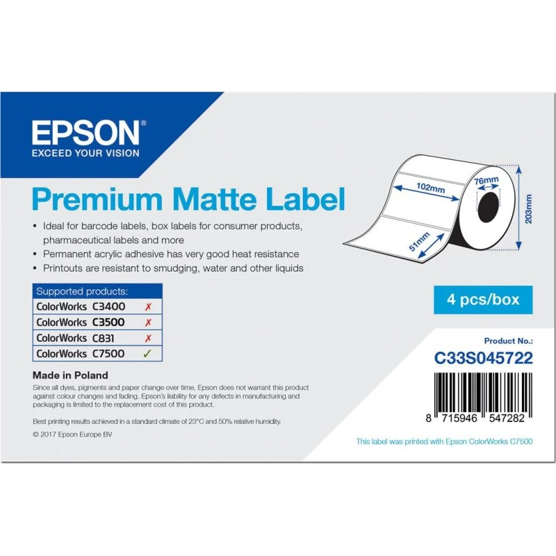 Epson Premium Mat Pressestempel Skæreetikette 102x51 mm, 9240 stk