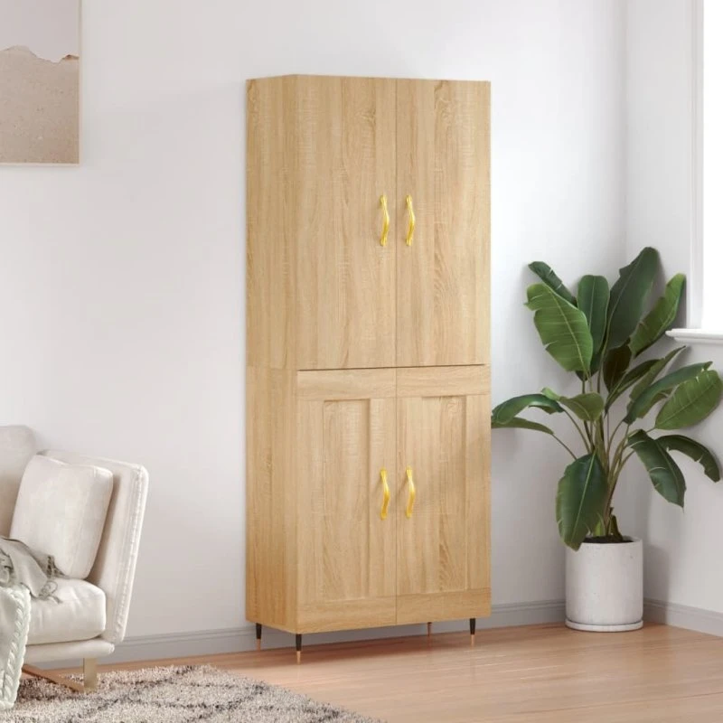 vidaXL Højskab 69,5x34x180 cm Konstrueret Træ Sonoma-Ege