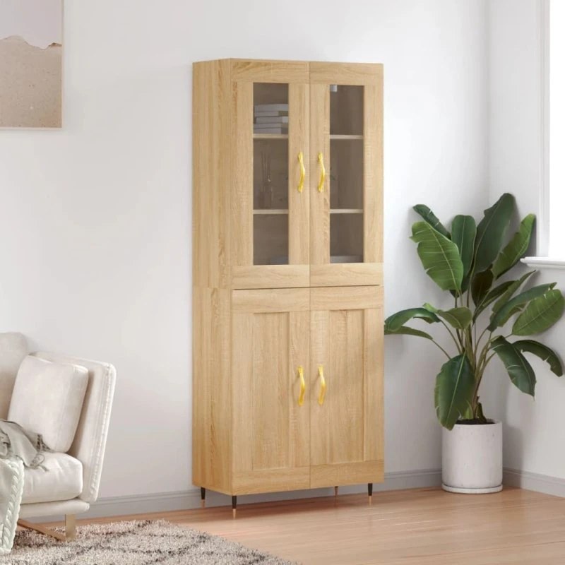 vidaXL Højskab 69,5x34x180 cm Konstrueret Træ Sonoma-Eg