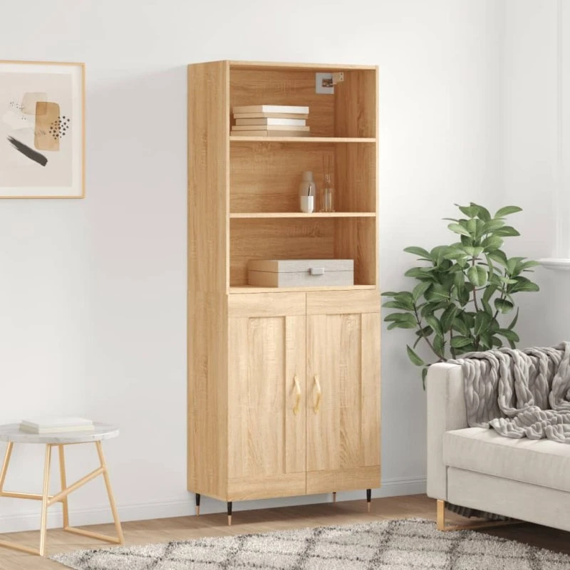 vidaXL Højskab 69,5x34x180 cm Konstrueret Træ Sonoma-Eg