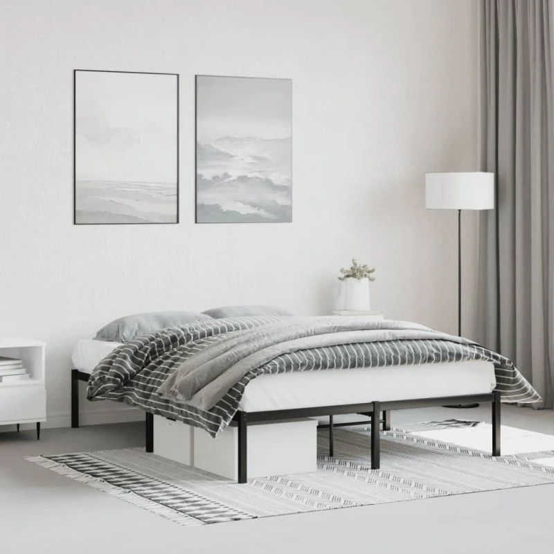 vidaXL sengeramme 140x190 cm metal sort
