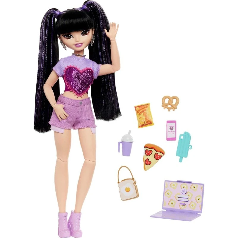 Barbie Dream Besties Renee - Lilla Stilfuld Teenagerdukke med Snacks