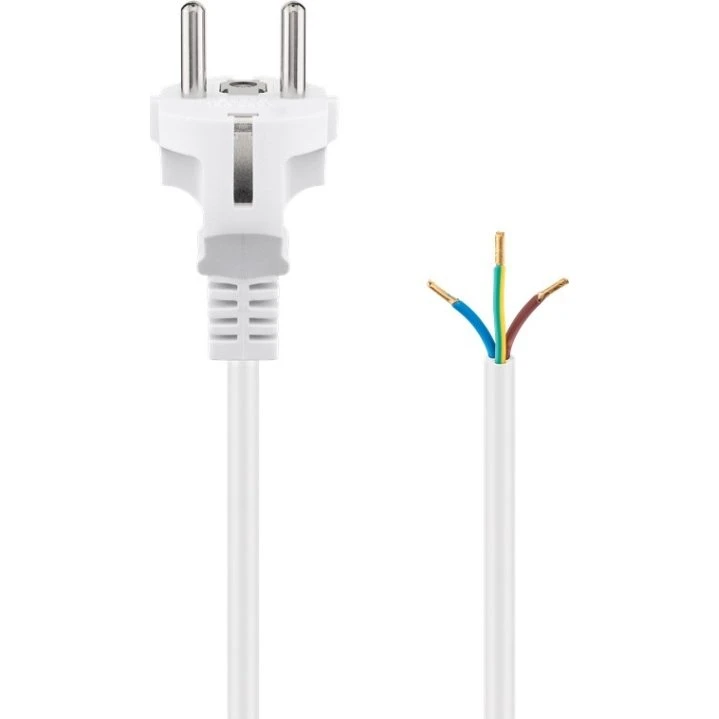Goobay 51328 Hvid 1,5 m Type F CEE7/7 Sikkerhedsstik med Løse Kabelender