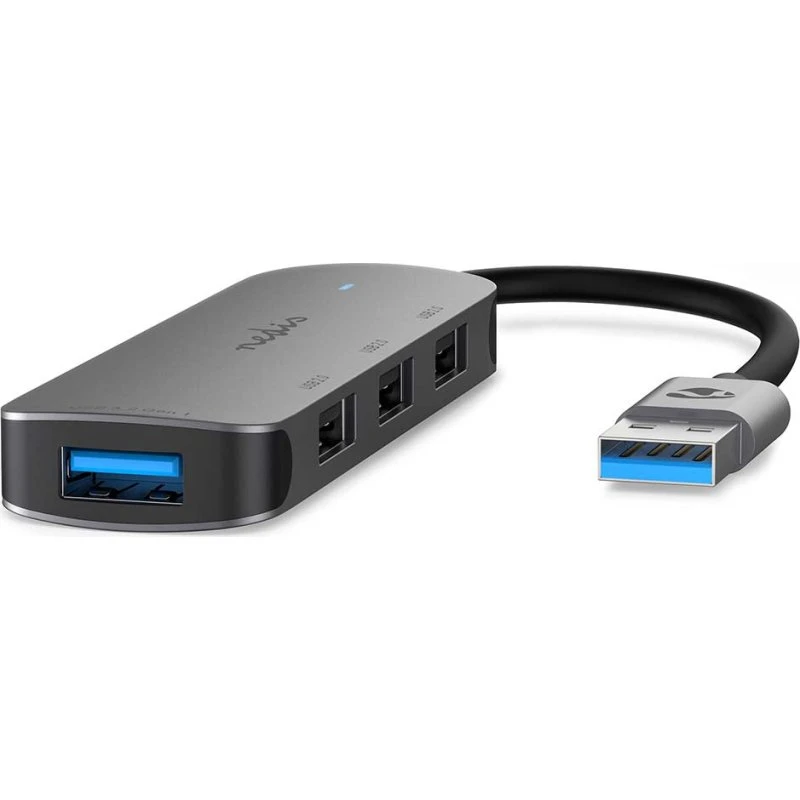 Nedis CCGB61210GY01 USB-hub 4-port USB 3.2 Gen 1, grå