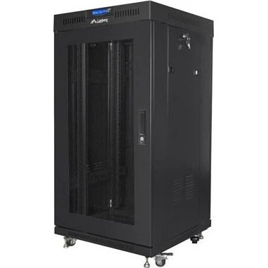 Lanberg 19" gulvstående rackskab 22U 600×600 mm, sort, perforeret LCD-dør