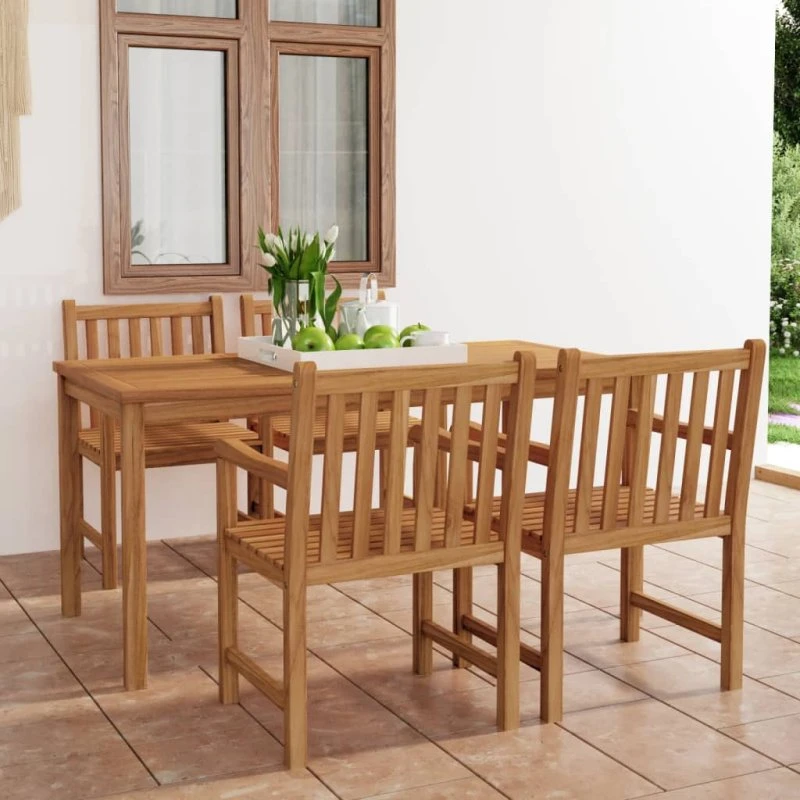 vidaXL 5-delt havespisesæt 180x90 cm massivt teaktræ