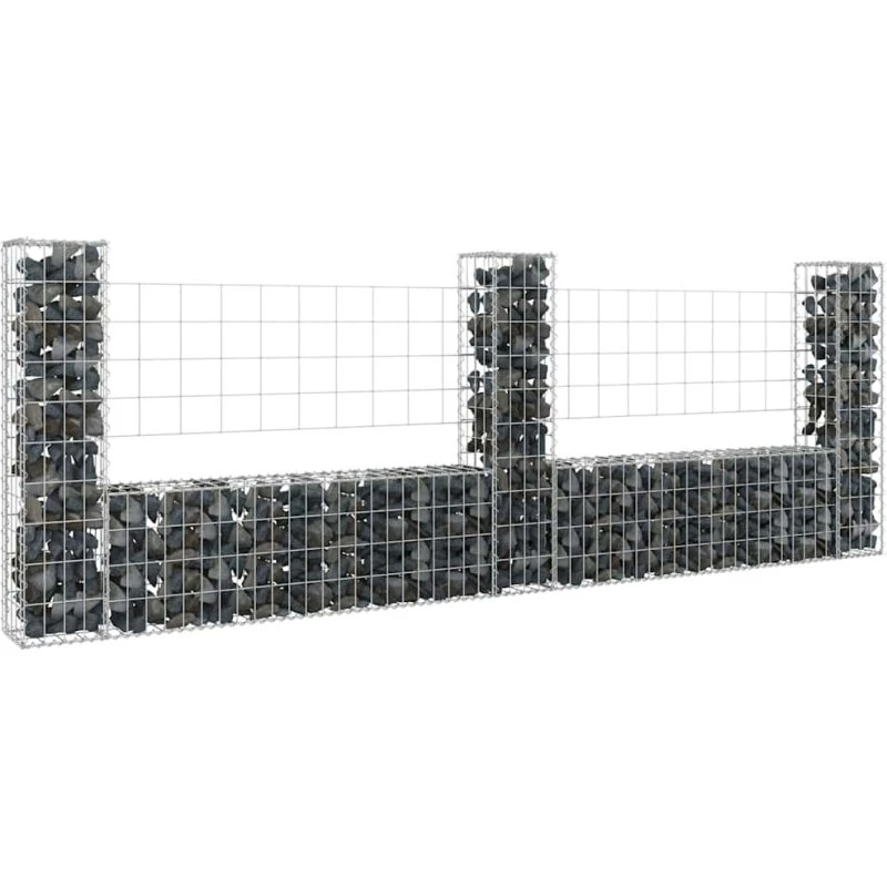 vidaXL Gabionkurv med 3 stolper 260x20x100 cm U-facon jern