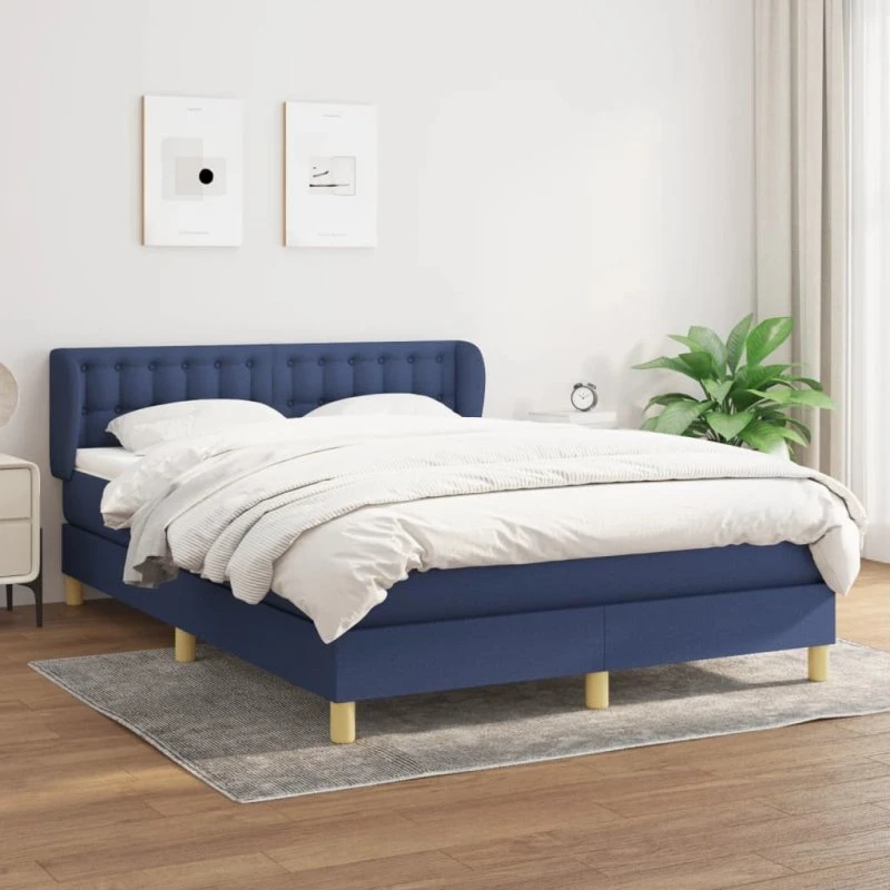 vidaXL Kontinentalseng 140x190 cm med madras, blå