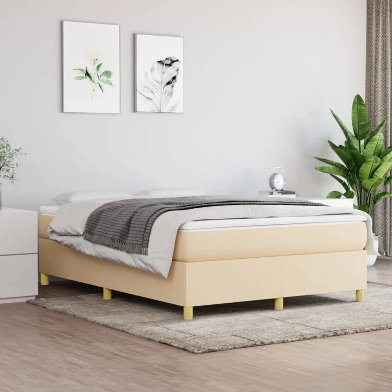 vidaXL Kontinentalseng 140x200 cm med Madras Cremefarvet