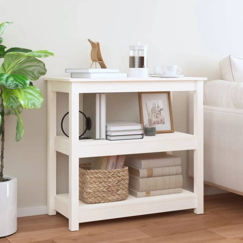 vidaXL konsolbord 80x40x74 cm massivt fyrretræ hvid