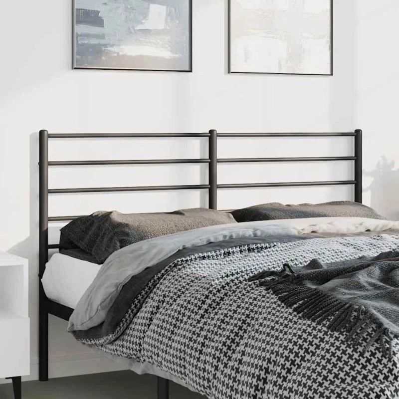 vidaXL Sengegavl 135 cm Metal Sort