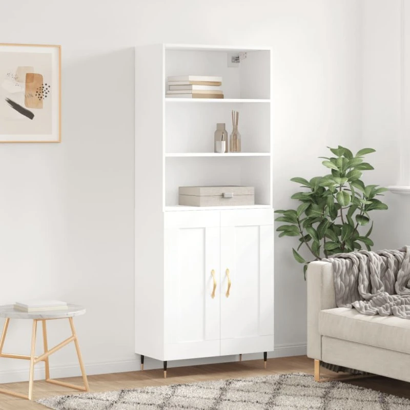 vidaXL Højskab 69,5x34x180 cm Konstrueret Træ Hvid