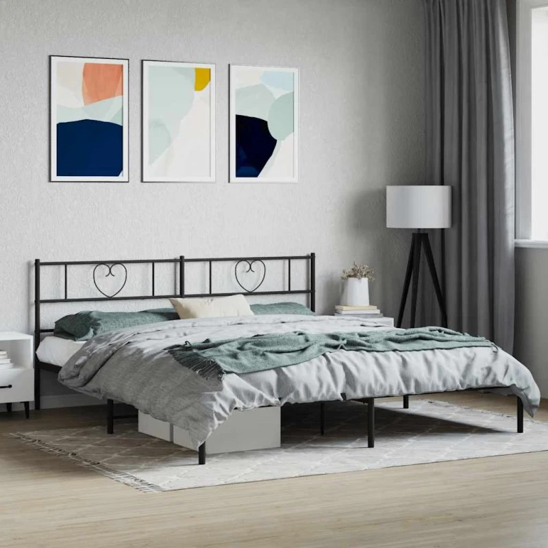 vidaXL Sengeramme med Sengegavl 180x200 cm Metal Sort