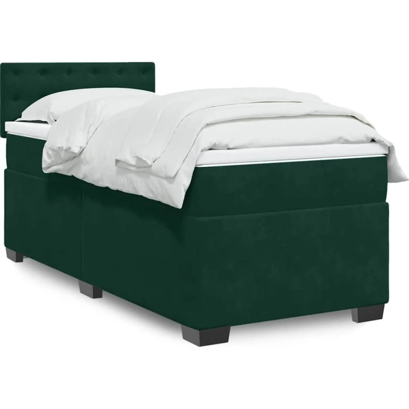 vidaXL Kontinentalseng 100x200 cm med Fløjl Madras Mørkegrøn