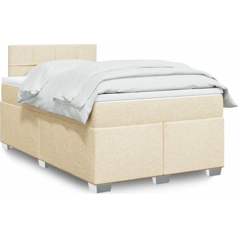 vidaXL Kontinentalseng 120x190 cm Creme med Pocketfjedermadras