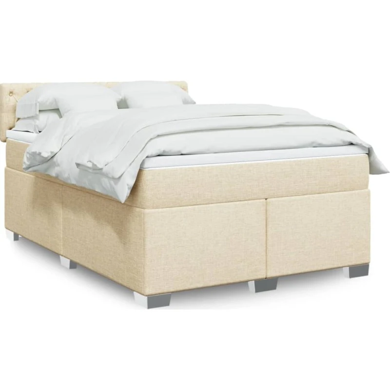 vidaXL Kontinentalseng 140x200 cm Creme med Pocketfjedermadras