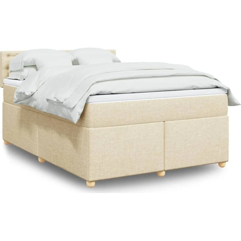vidaXL Kontinentalseng 140x200 cm Creme med Pocketfjedermadras