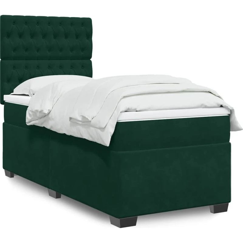 vidaXL Kontinentalseng med Madras 100x200 cm Fløjl Mørkegrøn