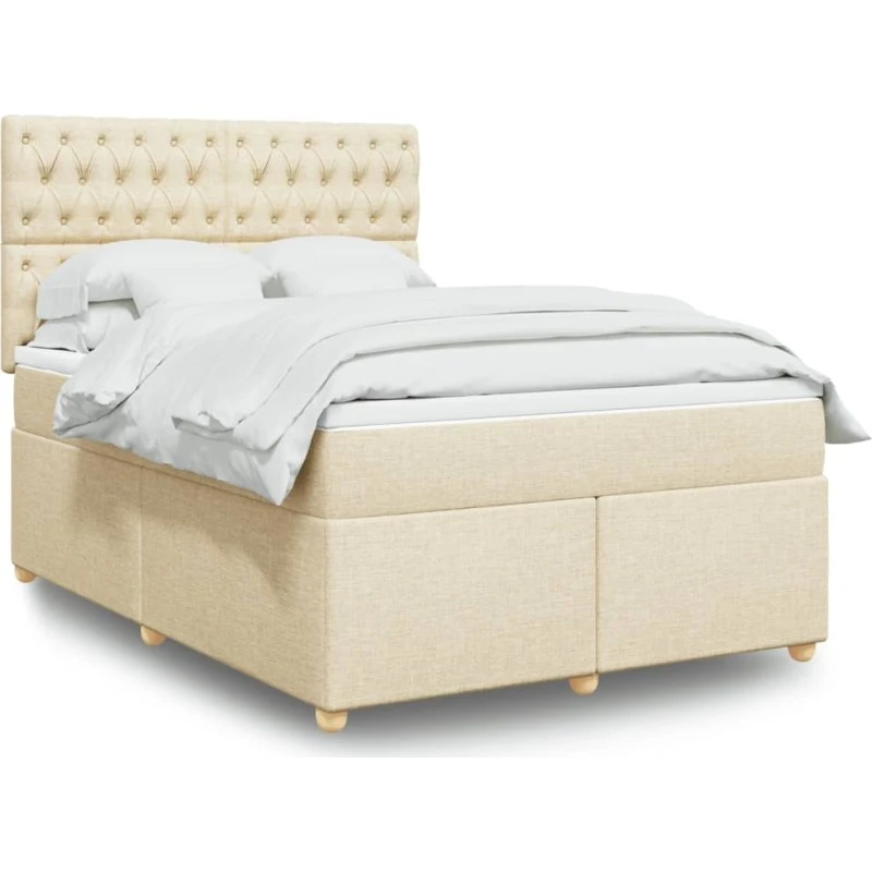 vidaXL Kontinentalseng 140x200 cm Creme med Pocketmadras