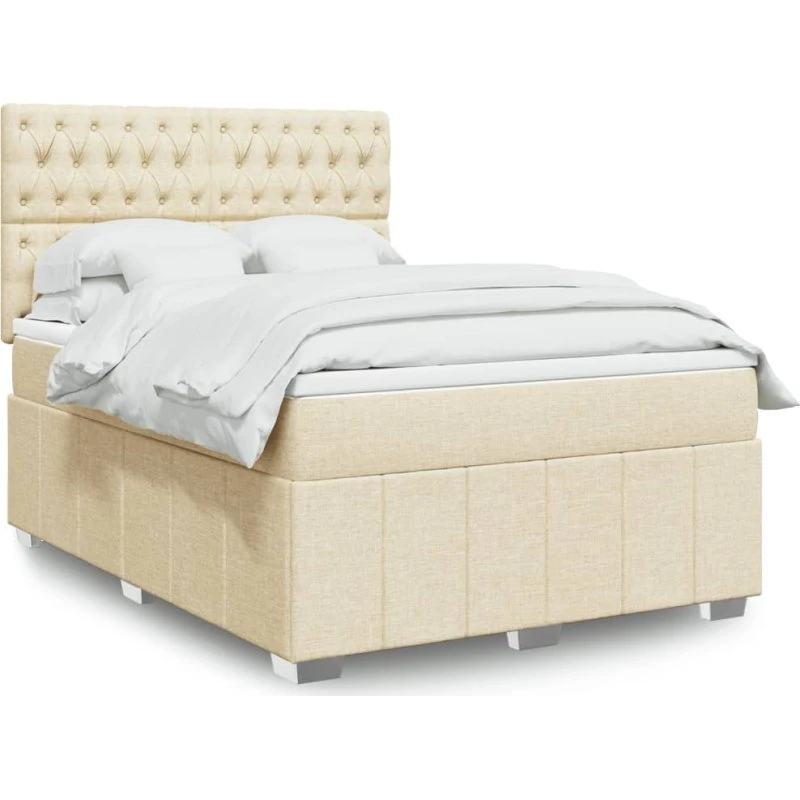 vidaXL Kontinentalseng 140x200 cm Creme med Pocketmadras