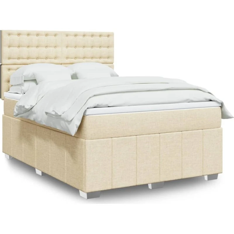 vidaXL Kontinentalseng 140x200 cm Creme med Pocketfjedermadras