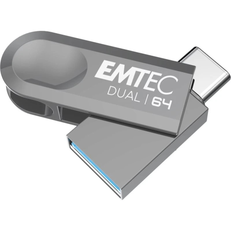 EMTEC Dual D280 64GB USB-C USB-stick, sort