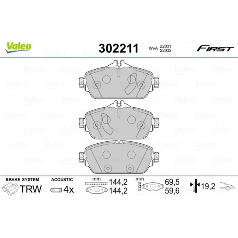 VALEO Bremseklodser 302211 til Mercedes-Benz