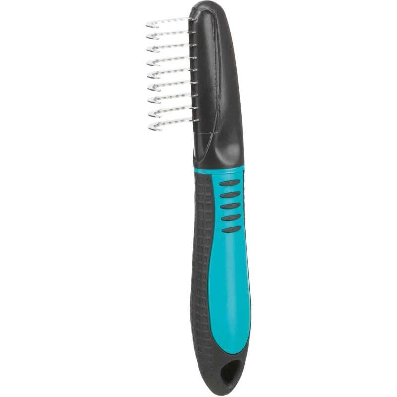 Trixie De-matting kam 18 cm med bøjede tænder (3,5 cm) - sort/turkis
