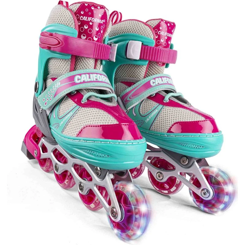 California Inliners Rulleskøjter 39-41, Grøn/Pink med Lys