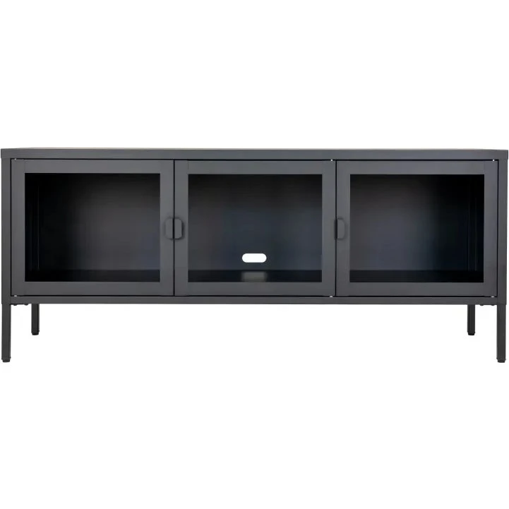 Brisbane TV-Bænk i sort med glaslåger 40x130x55 cm