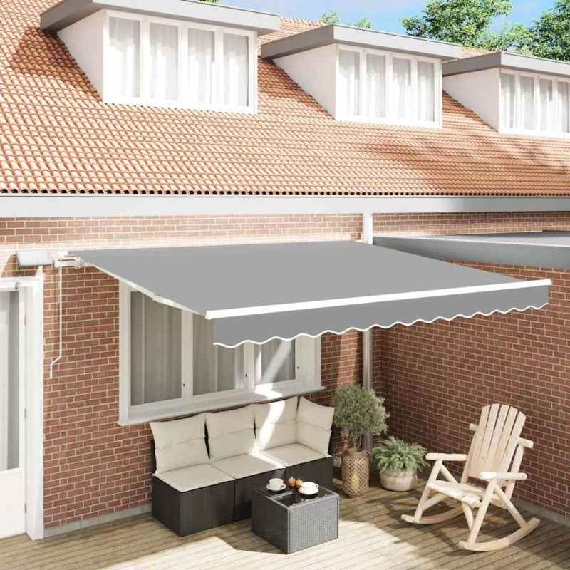 vidaXL Markiseramme med LED-strimmelys, Hvid, 300 x 250 cm, Aluminium