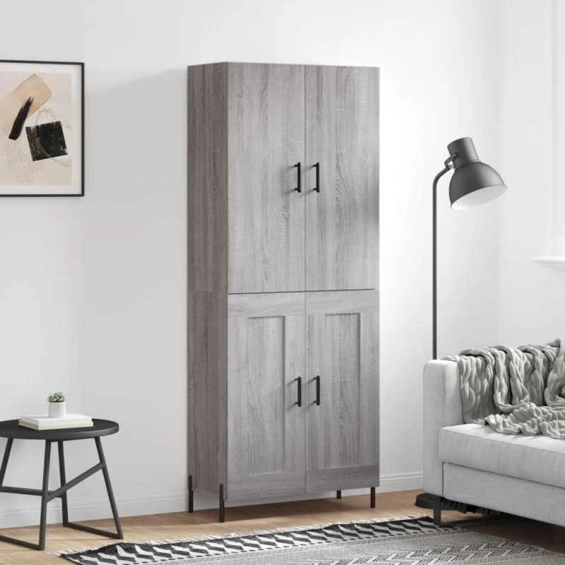 vidaXL Højskab 69,5x34x180 cm Konstrueret Træ Grå Sonoma-Ege