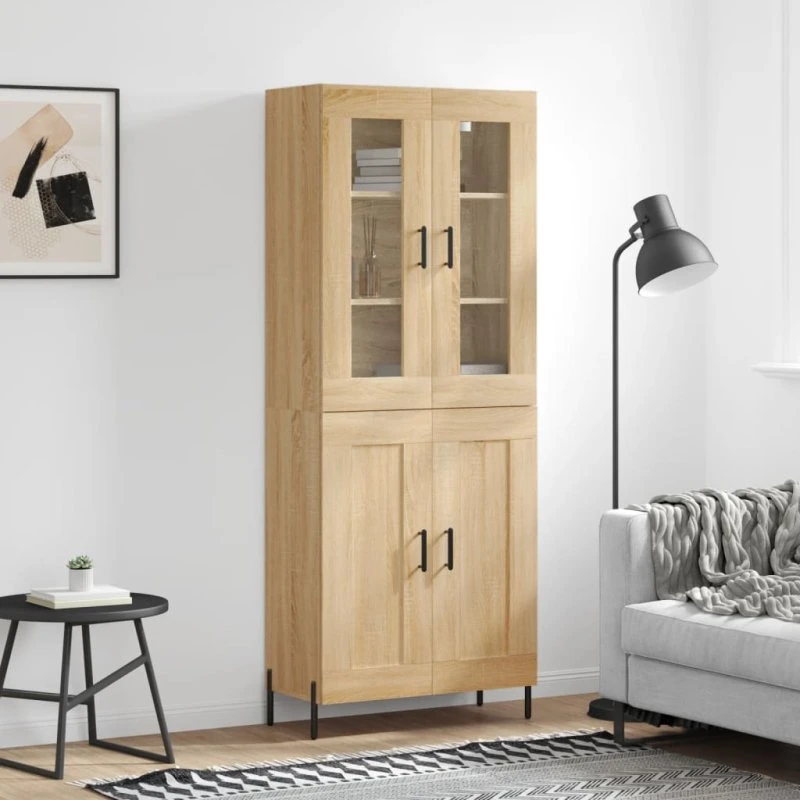vidaXL Højskab 69,5x34x180 cm Konstrueret Træ Sonoma-Eg