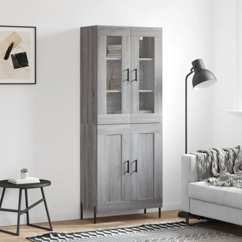 vidaXL Højskab 69,5x34x180 cm Konstrueret Træ Grå Sonoma-Eg