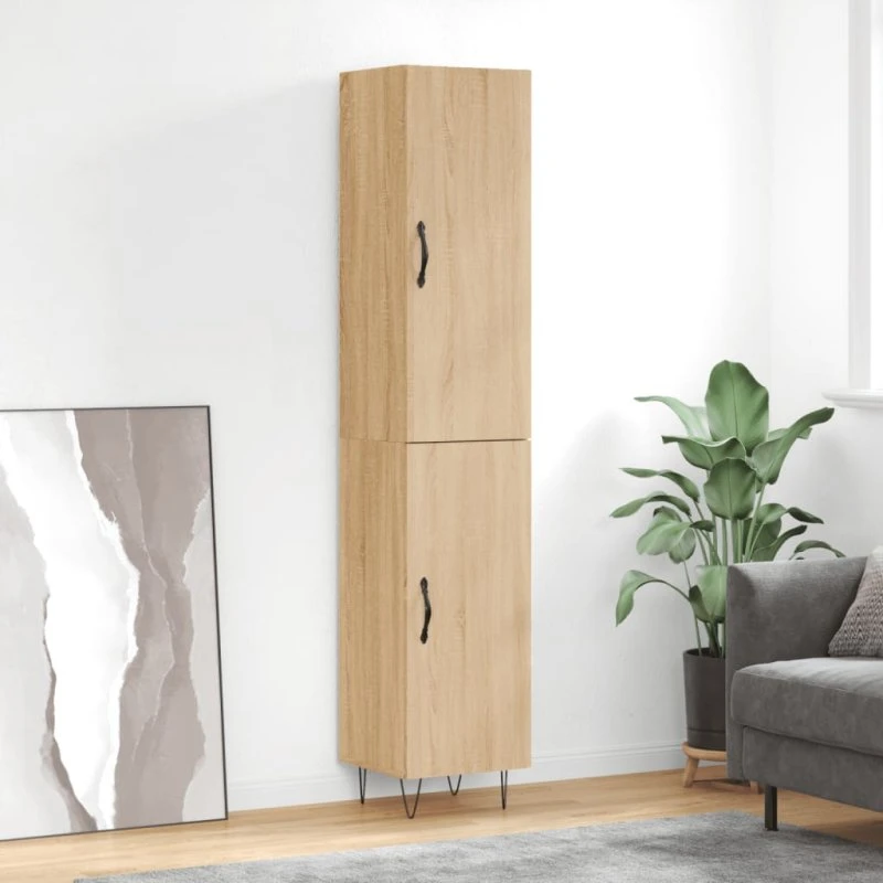 vidaXL Skab 34,5x34x180 cm Konstrueret Træ Sonoma-Eg