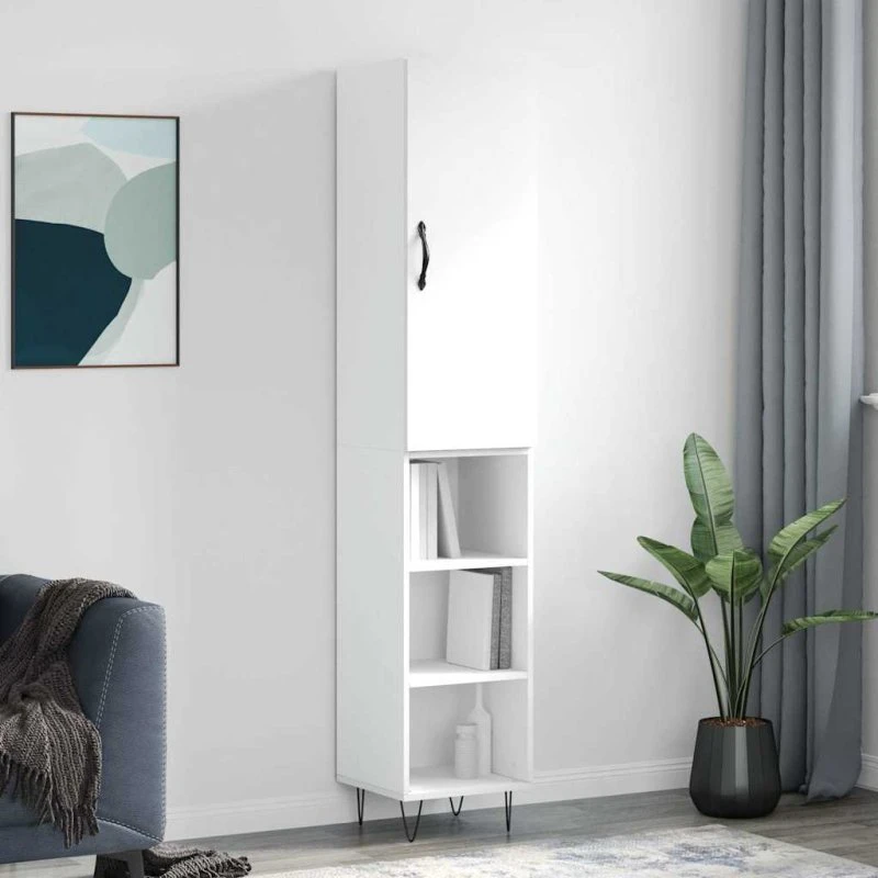 vidaXL Skab 34,5x34x180 cm Konstrueret Træ Hvid