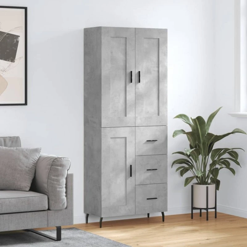 vidaXL højskab 69,5x34x180 cm konstrueret træ betongrå