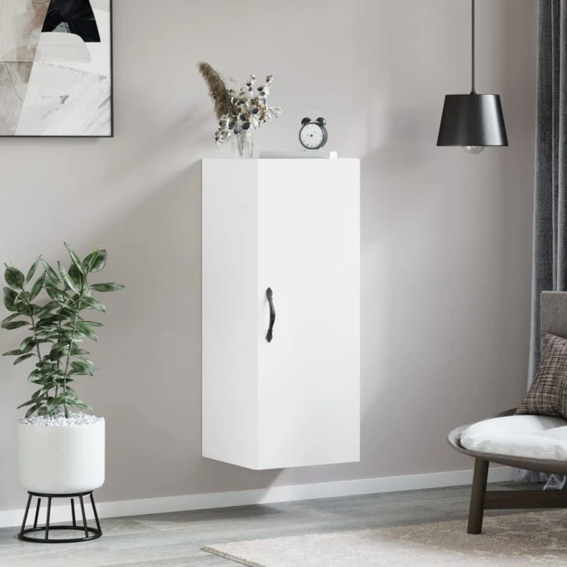 vidaXL Vægskab 34,5x34x90 cm Konstrueret Træ Hvid