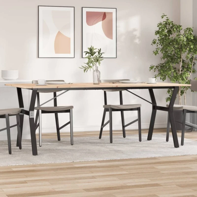 vidaXL Spisebord 200x100x75 cm Y-stel massivt fyrretræ og stål