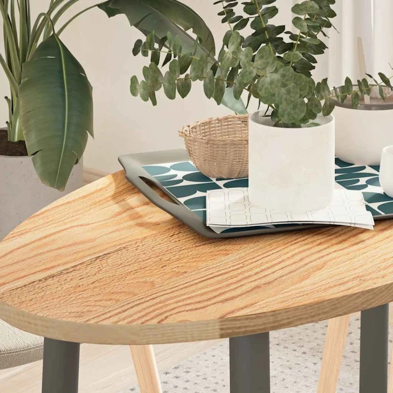 vidaXL bordplade 100x50x2 cm massivt egetræ oval naturfarvet