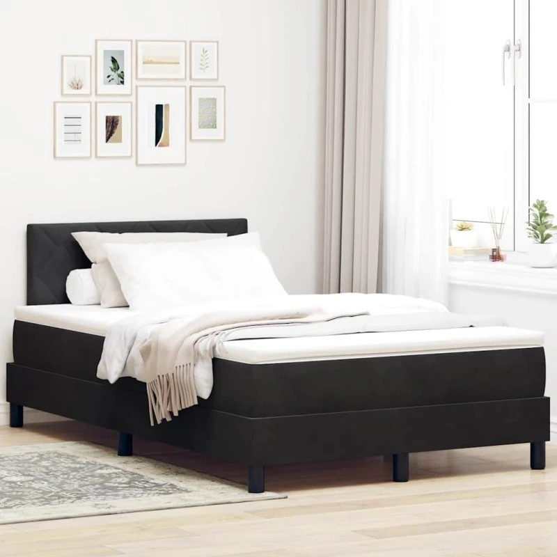 vidaXL Boxspring Seng med Madras, Sort, 120 x 200 cm