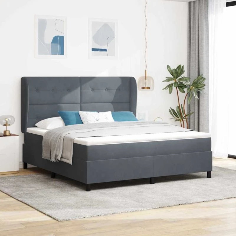 vidaXL Boxspring-seng med madras, Mørkegrå, 200 x 180 cm