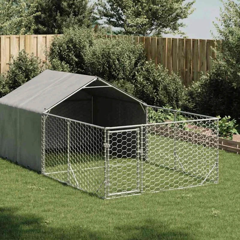 vidaXL Udendørs hundegård 4x2x1,5 m galvaniseret stål