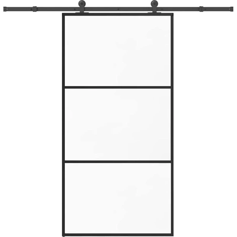vidaXL Skydedør 102x205 cm med sikkerhedsglas og aluminium, monteringssæt inkl.
