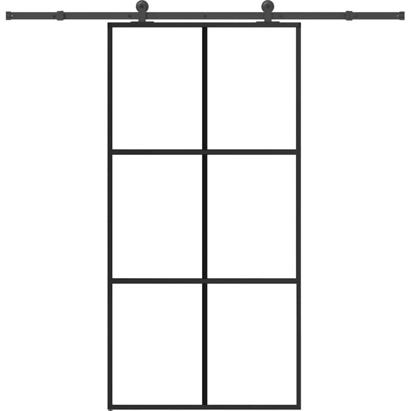 vidaXL Skydedør 102x205 cm med sikkerhedsglas og aluminium, monteringssæt inkl.