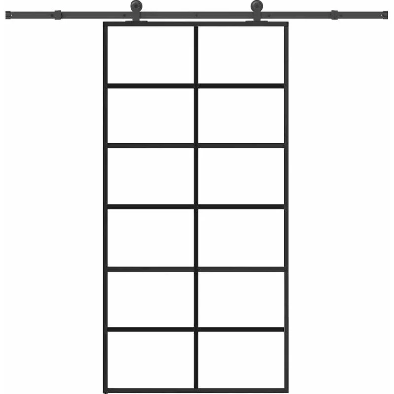 vidaXL Skydedør 102x205 cm med monteringssæt, sikkerhedsglas og aluminium