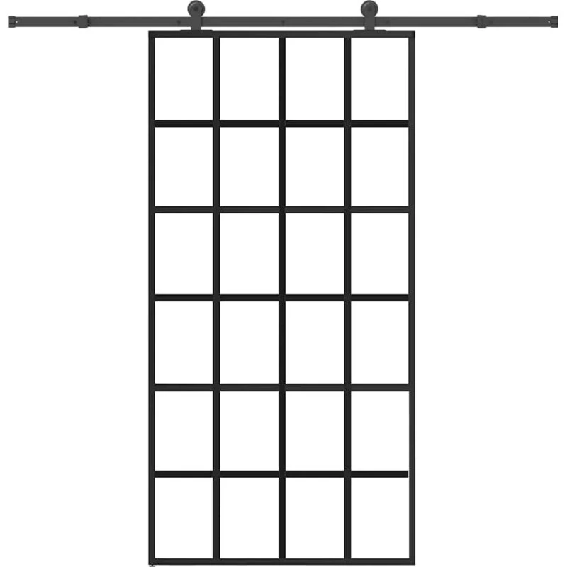 vidaXL Skydedør 102x205 cm med sikkerhedsglas og aluminium, monteringssæt inkl.
