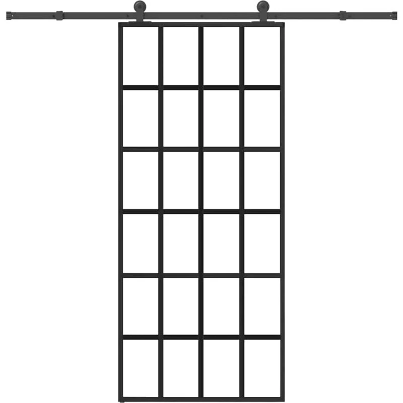 vidaXL Skydedør 90x205 cm med sikkerhedsglas og aluminiumsramme